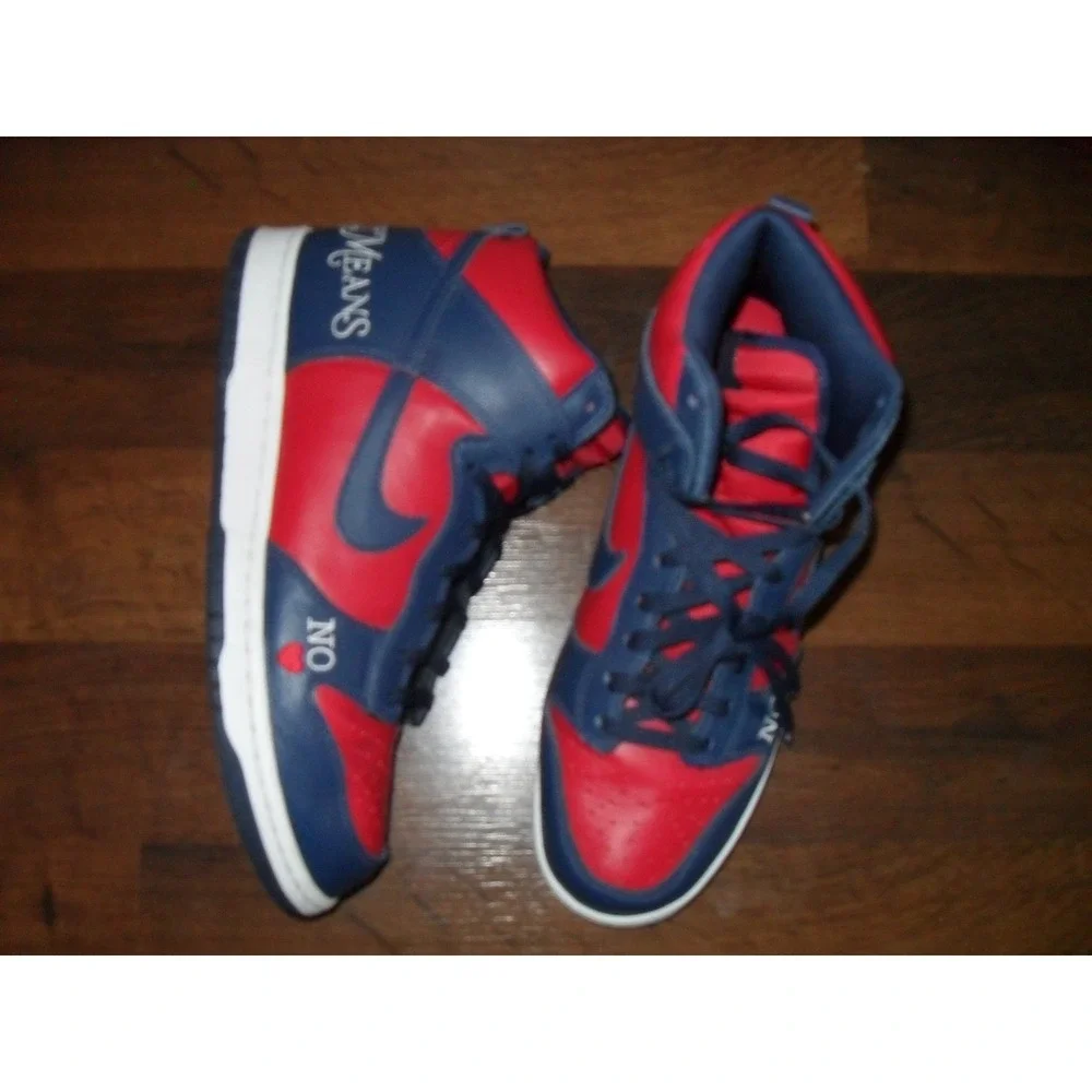 Nike x Supreme Dunk SB High By‎ Any Means Navy Red Sneakers Shoes Men's Size 11